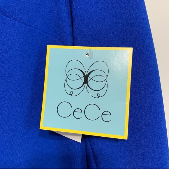 New! $129 CeCe Women's Tie Cuff 3/4-Sleeve V-Neck Shift Dress Blue Size 4 - Picture 7 of 8